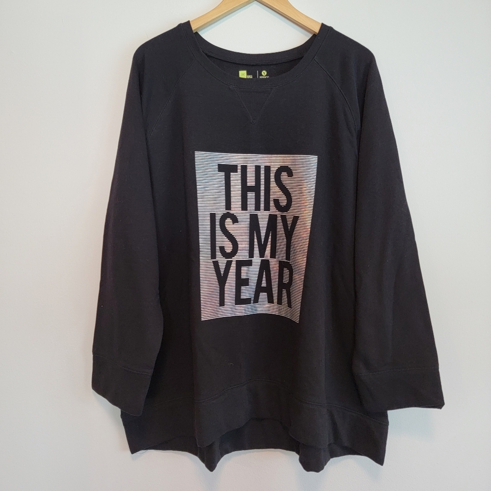Xersion Pullover Sweatshirt Sz 3X Holographic Print Loungewear Streetwear EUC